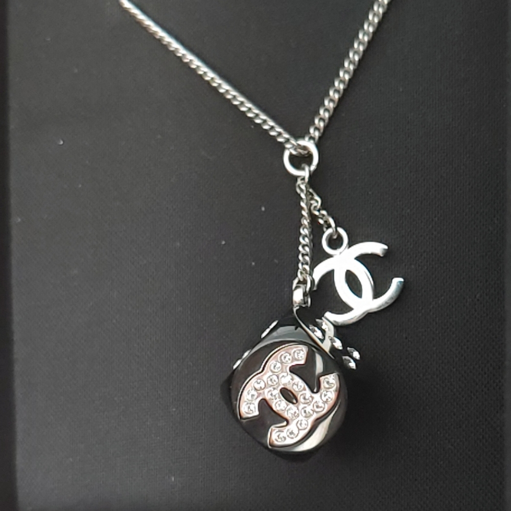 sold Chanel Crystal Lucky Die Silver Choker